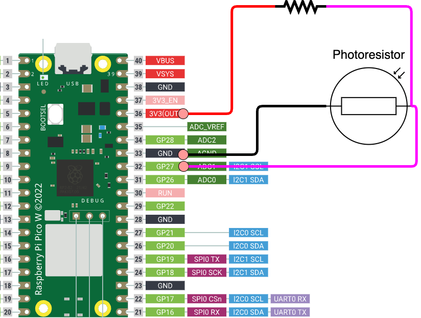 Pico Photoresistor Connection Diagram